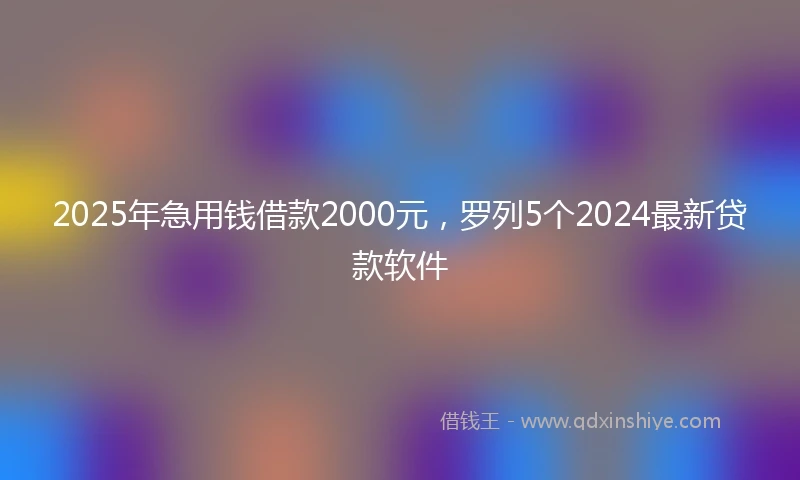 2025年急用钱借款2000元，罗列5个2024最新贷款软件