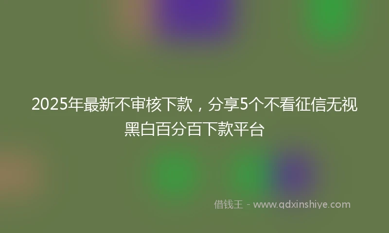 2025年最新不审核下款，分享5个不看征信无视黑白百分百下款平台