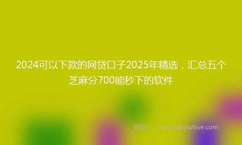 2024可以下款的网贷口子2025年精选，汇总五个芝麻分700能秒下的软件