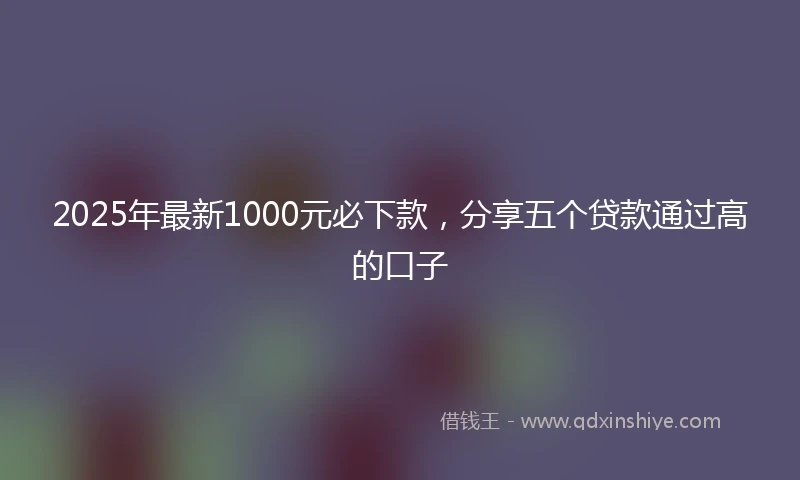 2025年最新1000元必下款，分享五个贷款通过高的口子
