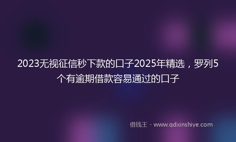 2023无视征信秒下款的口子2025年精选，罗列5个有逾期借款容易通过的口子