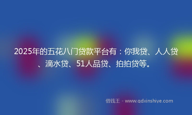 2025年的五花八门贷款平台有：你我贷、人人贷、滴水贷、51人品贷、拍拍贷等。