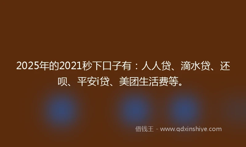 2025年的2021秒下口子有：人人贷、滴水贷、还呗、平安i贷、美团生活费等。