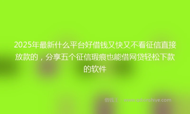 2025年最新什么平台好借钱又快又不看征信直接放款的，分享五个征信瑕疵也能借网贷轻松下款的软件