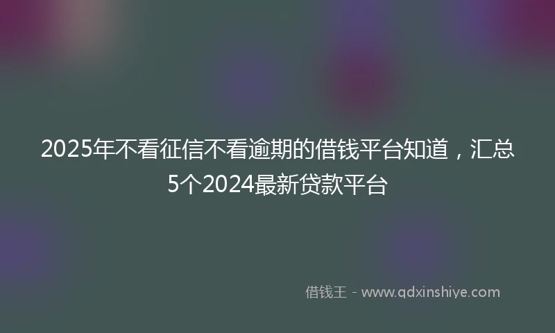 2025年不看征信不看逾期的借钱平台知道，汇总5个2024最新贷款平台
