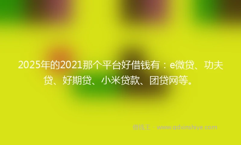 2025年的2021那个平台好借钱有：e微贷、功夫贷、好期贷、小米贷款、团贷网等。
