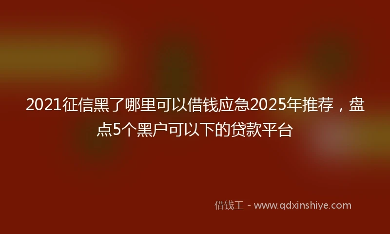 2021征信黑了哪里可以借钱应急2025年推荐，盘点5个黑户可以下的贷款平台