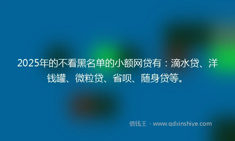 2025年的不看黑名单的小额网贷有：滴水贷、洋钱罐、微粒贷、省呗、随身贷等。