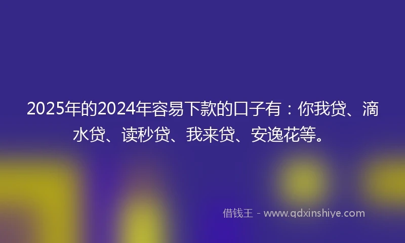 2025年的2024年容易下款的口子有：你我贷、滴水贷、读秒贷、我来贷、安逸花等。