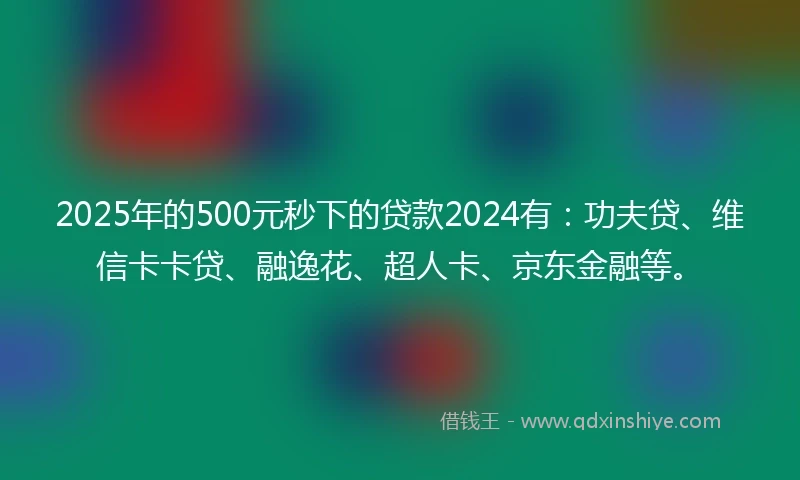 2025年的500元秒下的贷款2024有：功夫贷、维信卡卡贷、融逸花、超人卡、京东金融等。