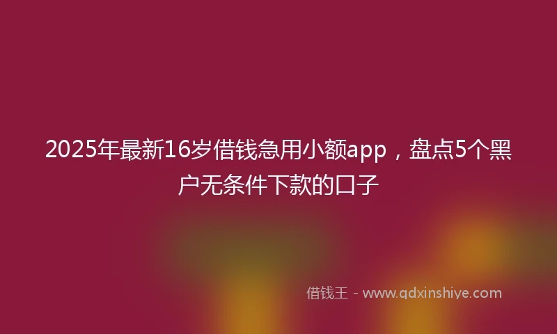 2025年最新16岁借钱急用小额app，盘点5个黑户无条件下款的口子