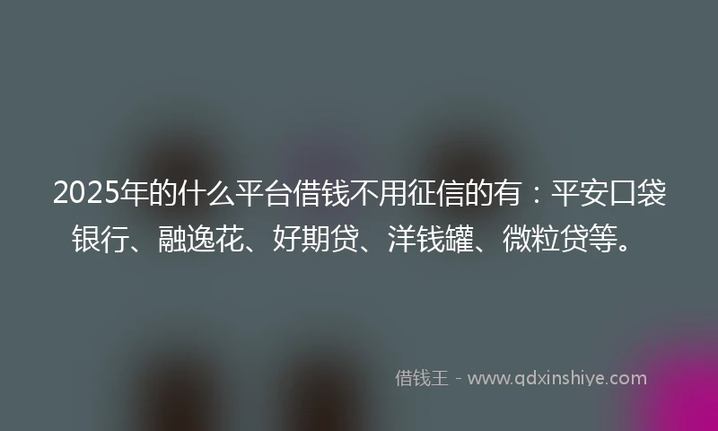 2025年的什么平台借钱不用征信的有：平安口袋银行、融逸花、好期贷、洋钱罐、微粒贷等。
