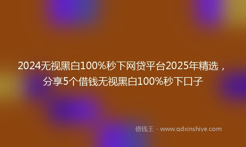 2024无视黑白100%秒下网贷平台2025年精选，分享5个借钱无视黑白100%秒下口子