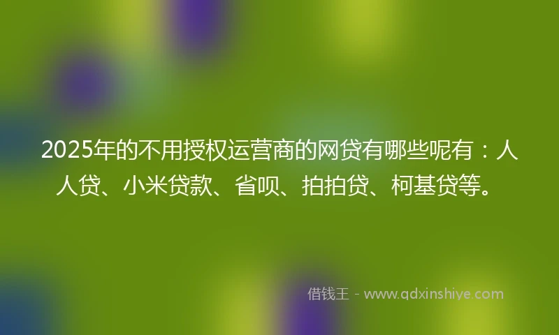 2025年的不用授权运营商的网贷有哪些呢有：人人贷、小米贷款、省呗、拍拍贷、柯基贷等。