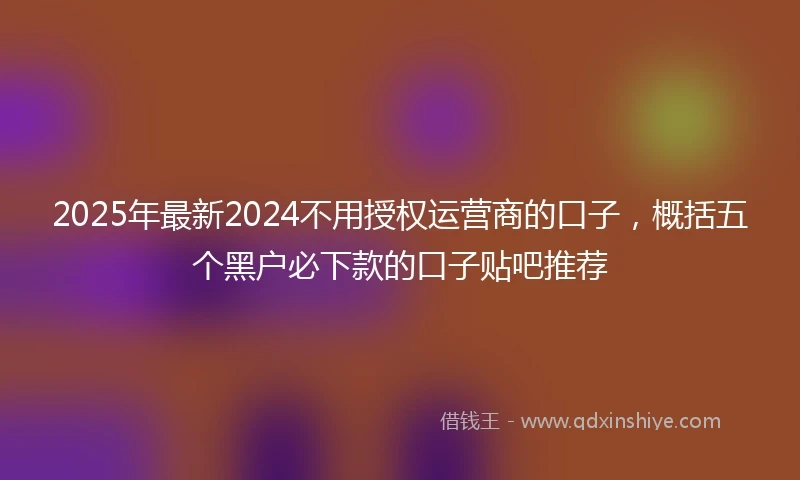 2025年最新2024不用授权运营商的口子，概括五个黑户必下款的口子贴吧推荐