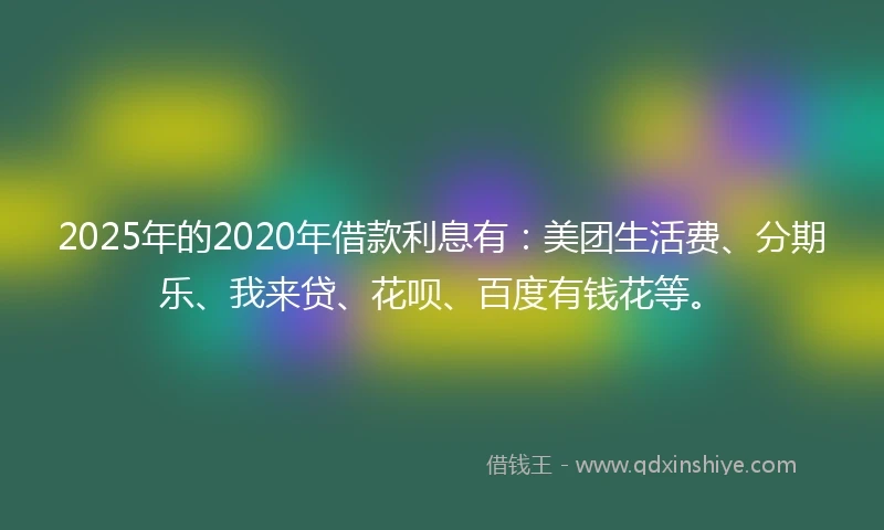 2025年的2020年借款利息有：美团生活费、分期乐、我来贷、花呗、百度有钱花等。