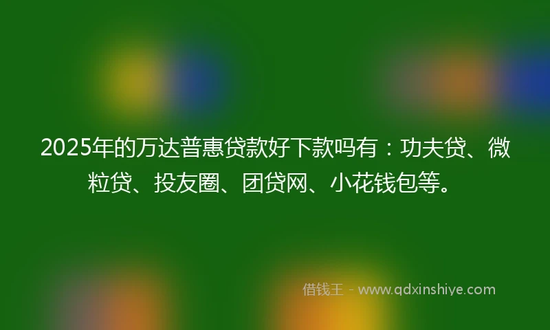 2025年的万达普惠贷款好下款吗有：功夫贷、微粒贷、投友圈、团贷网、小花钱包等。