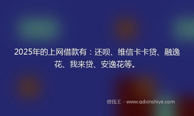 2025年的上网借款有：还呗、维信卡卡贷、融逸花、我来贷、安逸花等。