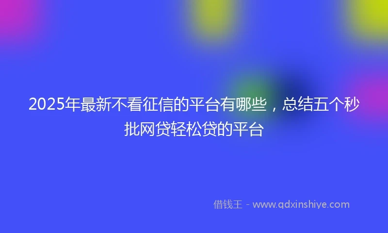 2025年最新不看征信的平台有哪些，总结五个秒批网贷轻松贷的平台