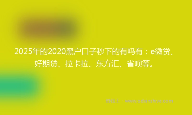 2025年的2020黑户口子秒下的有吗有：e微贷、好期贷、拉卡拉、东方汇、省呗等。