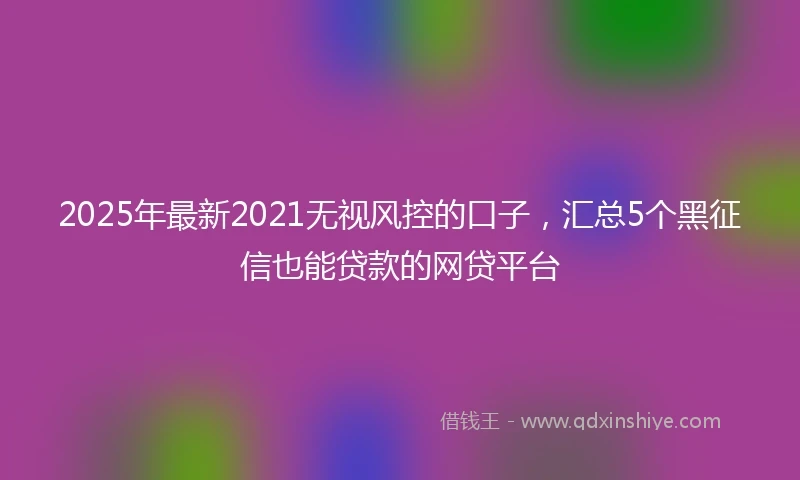 2025年最新2021无视风控的口子，汇总5个黑征信也能贷款的网贷平台