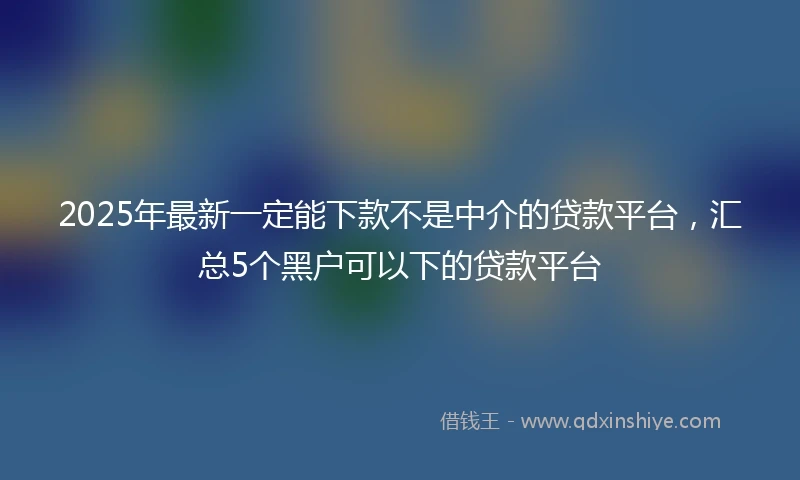 2025年最新一定能下款不是中介的贷款平台，汇总5个黑户可以下的贷款平台