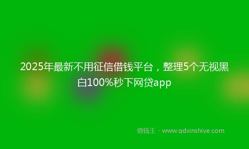 2025年最新不用征信借钱平台，整理5个无视黑白100%秒下网贷app