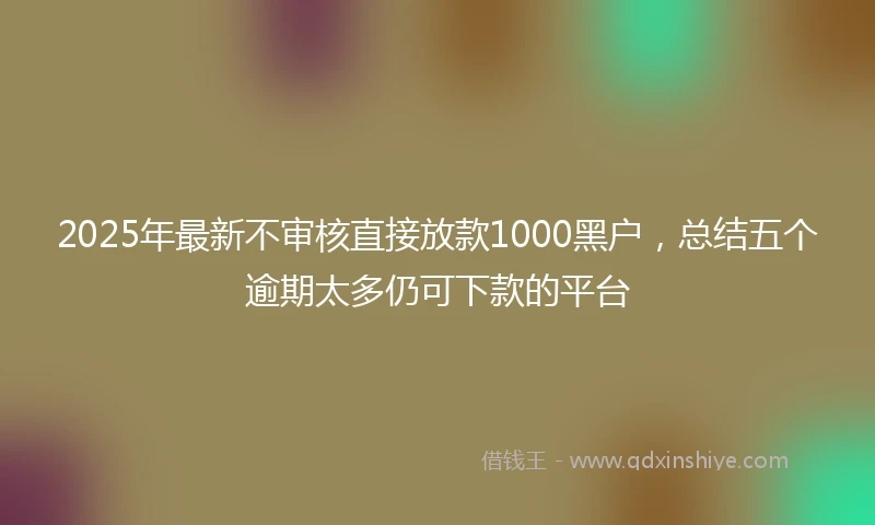 2025年最新不审核直接放款1000黑户，总结五个逾期太多仍可下款的平台