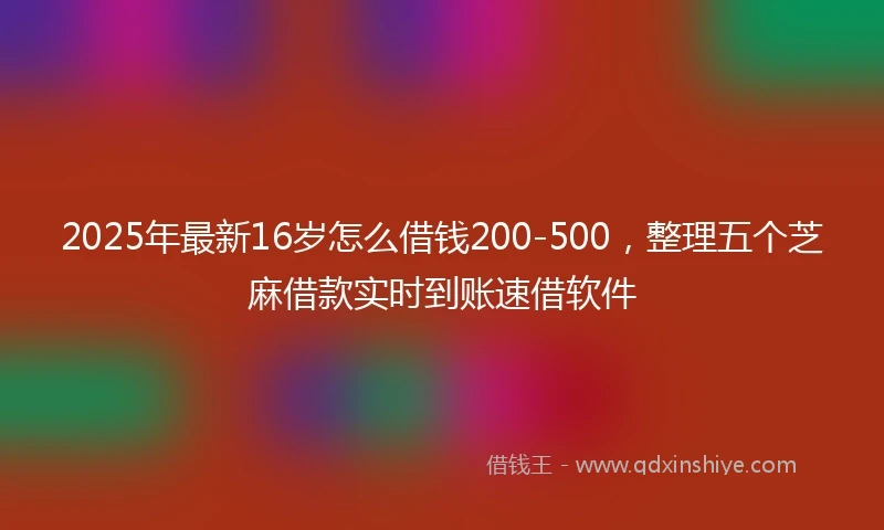 2025年最新16岁怎么借钱200-500，整理五个芝麻借款实时到账速借软件