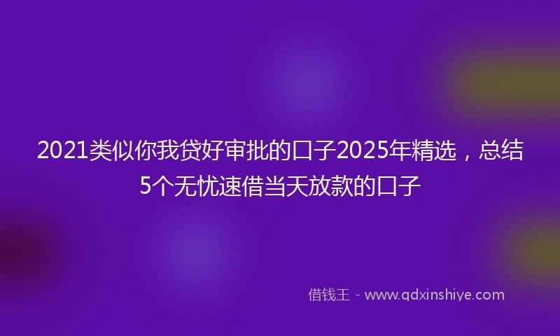 2021类似你我贷好审批的口子2025年精选，总结5个无忧速借当天放款的口子
