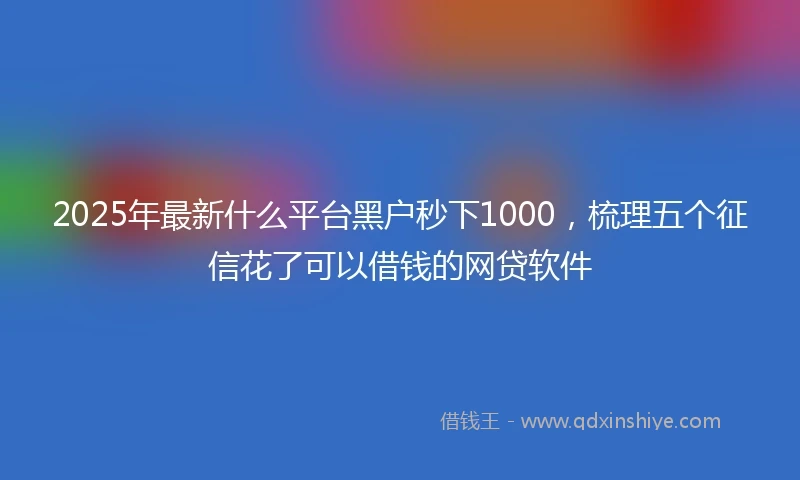 2025年最新什么平台黑户秒下1000，梳理五个征信花了可以借钱的网贷软件