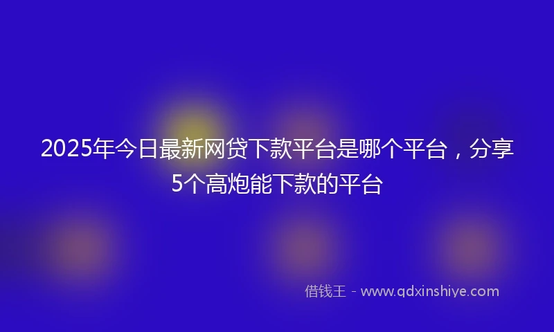 2025年今日最新网贷下款平台是哪个平台，分享5个高炮能下款的平台