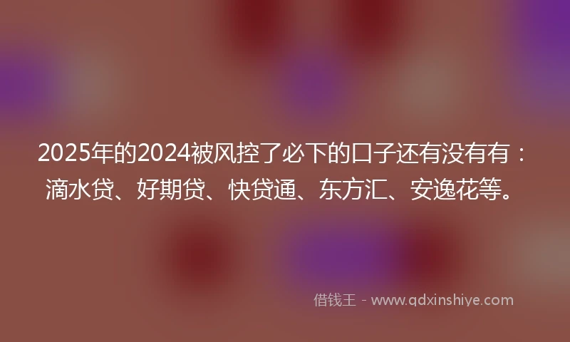 2025年的2024被风控了必下的口子还有没有有：滴水贷、好期贷、快贷通、东方汇、安逸花等。