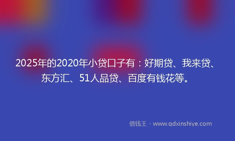 2025年的2020年小贷口子有：好期贷、我来贷、东方汇、51人品贷、百度有钱花等。
