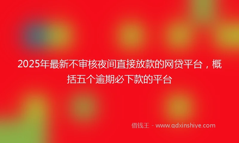 2025年最新不审核夜间直接放款的网贷平台，概括五个逾期必下款的平台