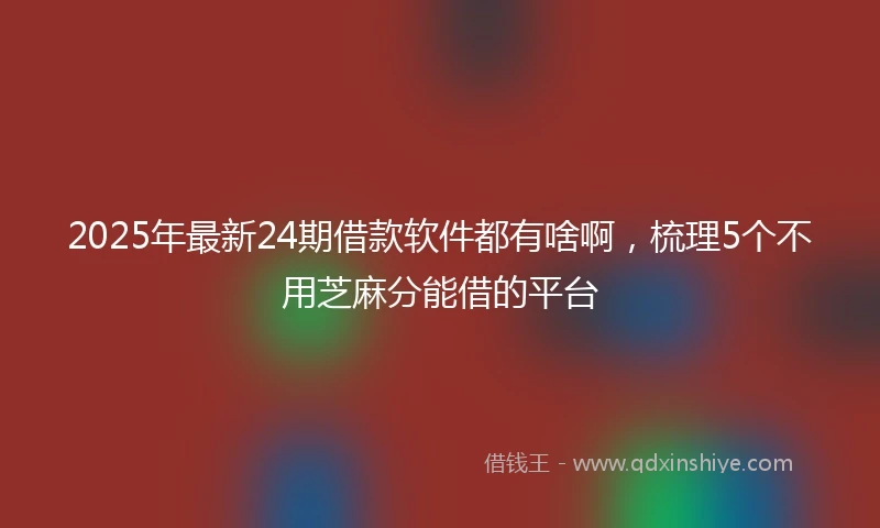 2025年最新24期借款软件都有啥啊，梳理5个不用芝麻分能借的平台