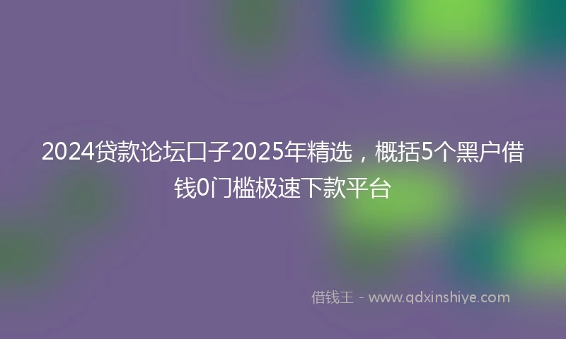 2024贷款论坛口子2025年精选，概括5个黑户借钱0门槛极速下款平台