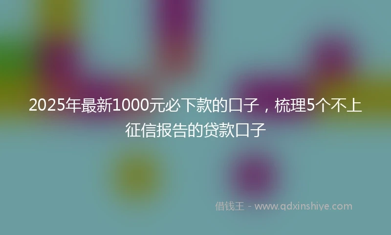 2025年最新1000元必下款的口子，梳理5个不上征信报告的贷款口子