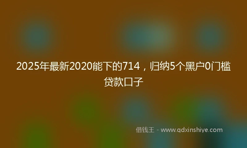 2025年最新2020能下的714，归纳5个黑户0门槛贷款口子