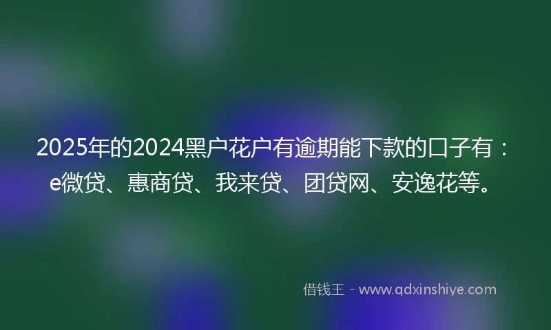 2025年的2024黑户花户有逾期能下款的口子有：e微贷、惠商贷、我来贷、团贷网、安逸花等。