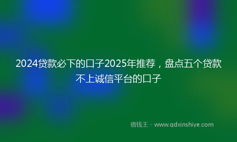 2024贷款必下的口子2025年推荐，盘点五个贷款不上诚信平台的口子