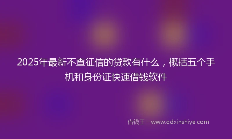 2025年最新不查征信的贷款有什么，概括五个手机和身份证快速借钱软件