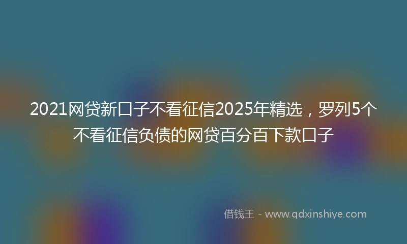 2021网贷新口子不看征信2025年精选，罗列5个不看征信负债的网贷百分百下款口子