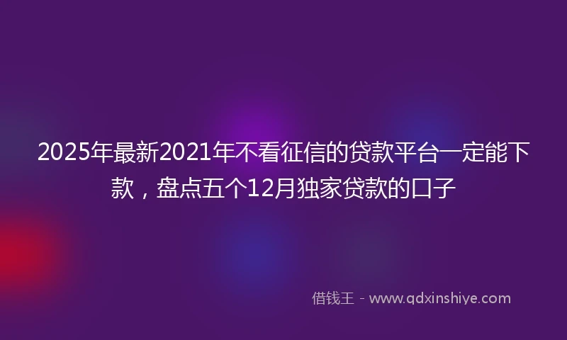 2025年最新2021年不看征信的贷款平台一定能下款，盘点五个12月独家贷款的口子