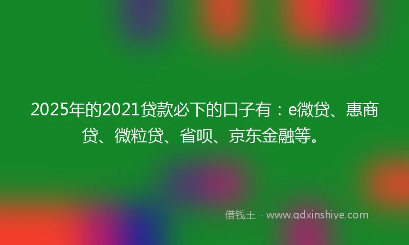 2025年的2021贷款必下的口子有：e微贷、惠商贷、微粒贷、省呗、京东金融等。