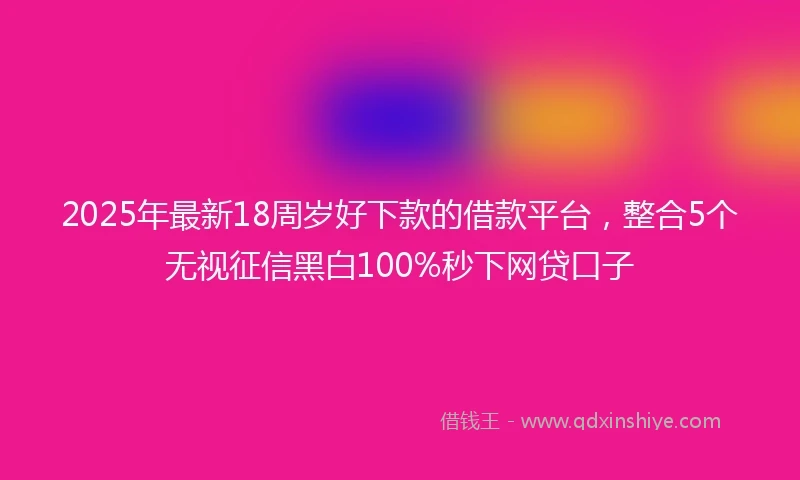 2025年最新18周岁好下款的借款平台，整合5个无视征信黑白100%秒下网贷口子