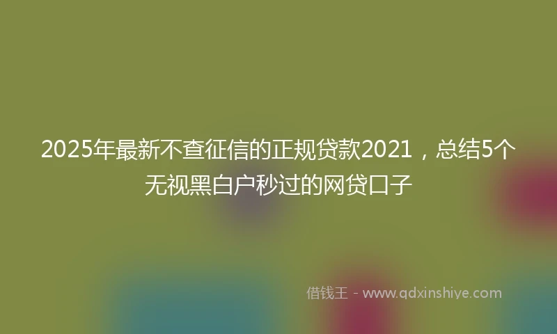 2025年最新不查征信的正规贷款2021，总结5个无视黑白户秒过的网贷口子