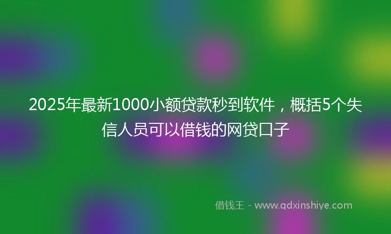 2025年最新1000小额贷款秒到软件，概括5个失信人员可以借钱的网贷口子