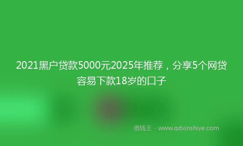 2021黑户贷款5000元2025年推荐，分享5个网贷容易下款18岁的口子