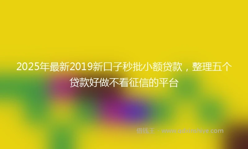 2025年最新2019新口子秒批小额贷款，整理五个贷款好做不看征信的平台